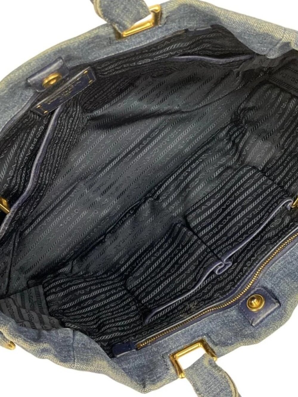 PRADA Canapa Navy Denim Tote Bag - Picture 12 of 12